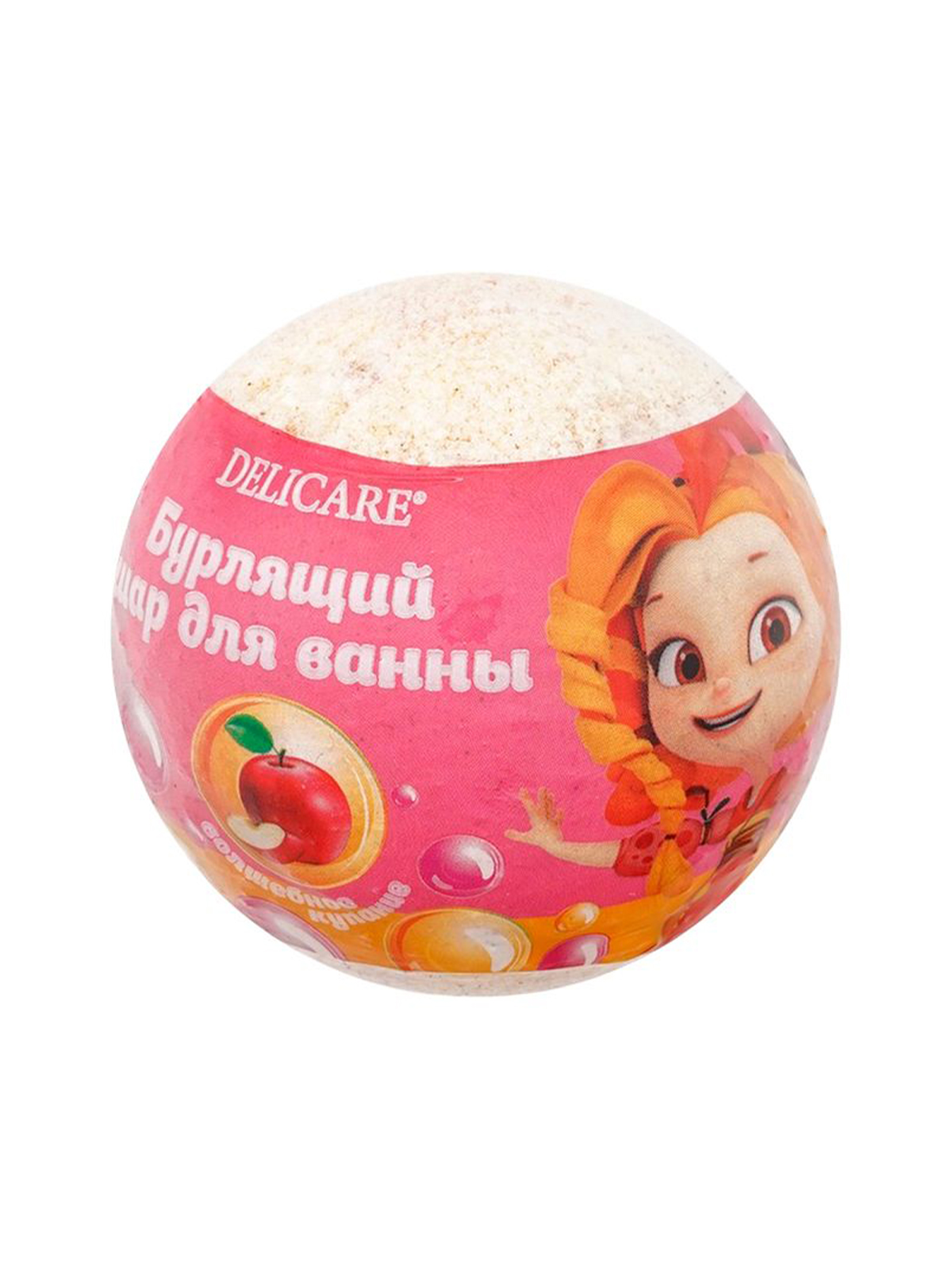 Бурлящий шар для ванн детский Delicare) розово-желтый,135 г.