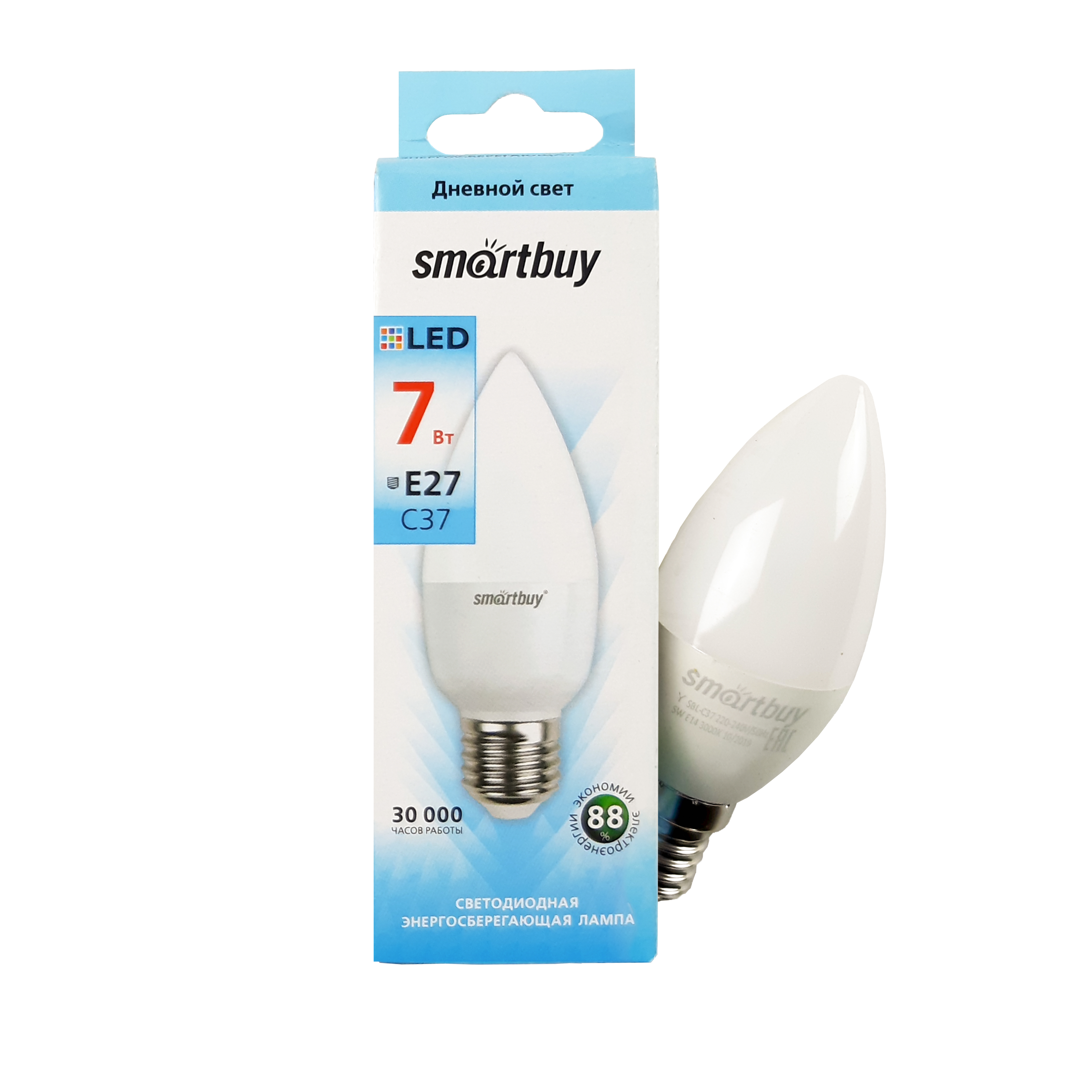 Светодиодная (LED) Лампа Smartbuy-С37-07W/4000/E27