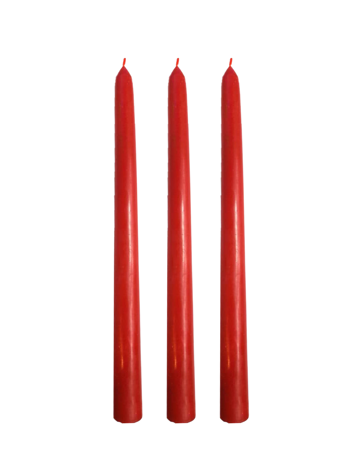 Набор свечей из 3 шт " Конус красный",  24 см