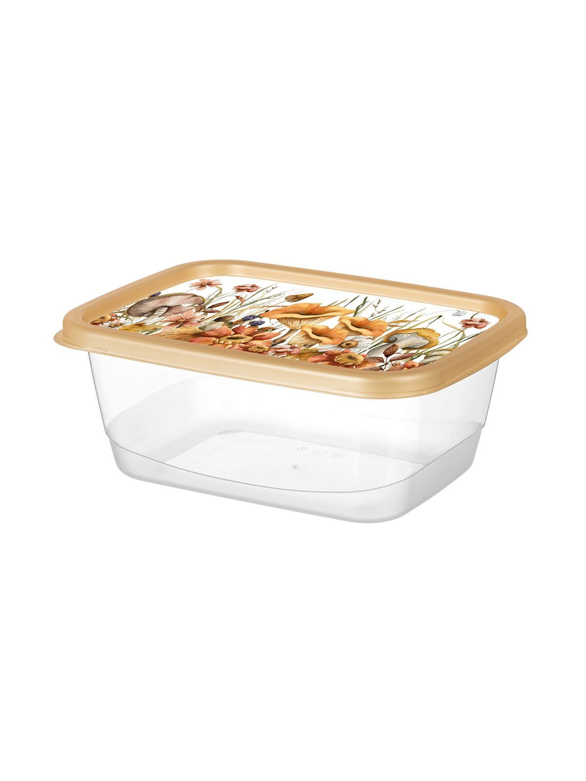 Контейнер для продуктов прямоугольный 0,85л  с декором (золотой)