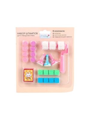 Набор штампов для творчества (штампы, кисточка-валик, подушечка для краски)