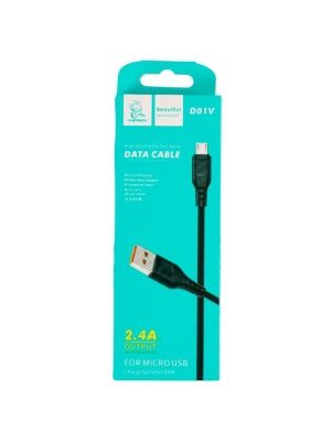 Кабель для зарядки, черный, MICRO USB, 1.0М, 2.4А