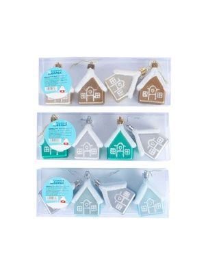 Украшение елочное "Домик", 6 см, 4 шт