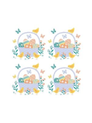 Салфетки бумажные столовые сервировочные  33 формата МИКС 2  Корзина и цыплята/Паттерн