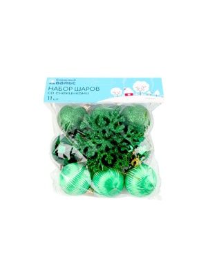 Набор шаров со снежинками, 11 шт, 4 см