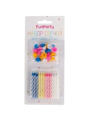 Набор свечей для торта с подставками, 24 шт, 5 см, микс цвета 
