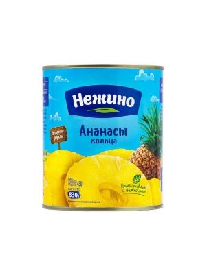 Ананасы"НЕЖИНО"(кольца в лег.сиропе)830г