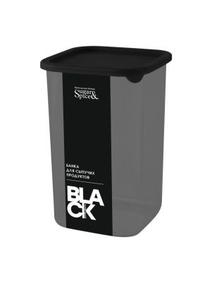 Банка для сыпучих продуктов Sugar&Spice Black квадратная 1,2л, с гибкой крышкой
