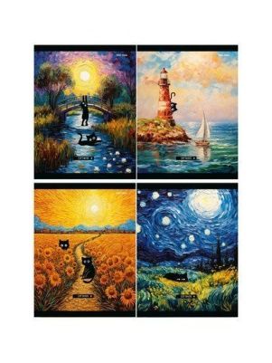 Тетрадь КЛЕТКА 48л. СТАНДАРТ  цветная мелов. обл., лён , в асс-те ПХ, Т48-7373