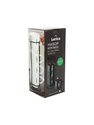 Набор кружек на подставке "Black&white", 300 мл,  4 шт