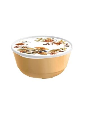Миска 1л с крышкой с декором (золотой)