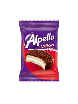 Alpella сэндвич-печенье покрытое шок. глаз. с маршмэлоу 28г
