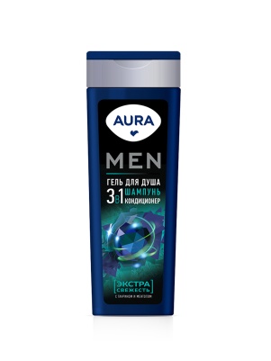 Гель для душа 3в1 Экстра Свежесть AURA Men 380мл