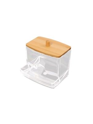 Органайзер для хранения ватных палочек, с бамбуковой крышкой, 6*6,5*7,5см
