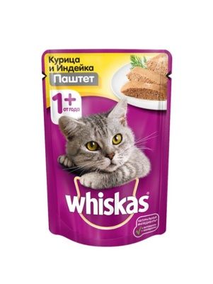 Паштет WHISKAS с курицей и индейкой «курица и индейка» 75г