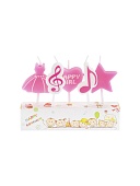 Свечи для торта на пиках "Музыкальный праздник для девочки", 5 шт