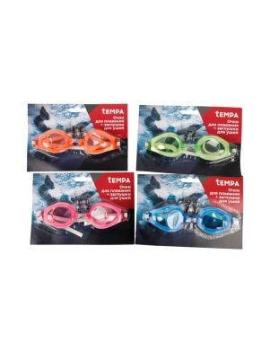 Очки для плавания + заглушки для ушей, 16 см, пластик, блистер, в асс-те