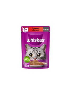 Паштет WHISKAS с говядиной и печенью «говядина и печень» 75г