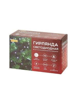 Электрогирлянда  метражная, 10 м, 100 ламп, 8 режимов, в ассортименте