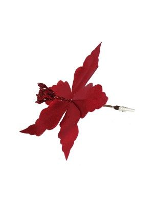 Новогоднее ёлочное украшение Красный цветок 15*15*6см