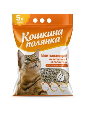 Наполнитель впитывающий "Кошкина Полянка" (цеолит), 5л.