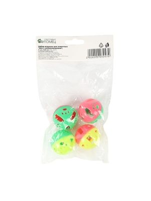 Набор игрушек для животных "Мяч с колокольчиками",4 шт, 3,8 см