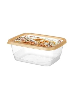 Контейнер для продуктов прямоугольный 0,85л  с декором (золотой)
