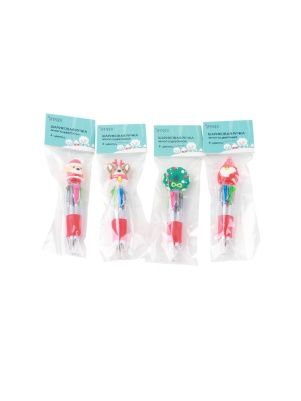 Ручка шариковая многоцветная "Новогодняя", 4 цвета (PI0420)