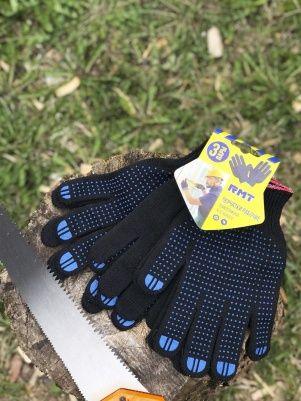 Перчатки х/б 10 кл 4-х нитка с ПВХ "черные" 3 пары