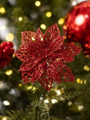 Украшение декоративное "Рождественский цветок", 8 см, 6 шт