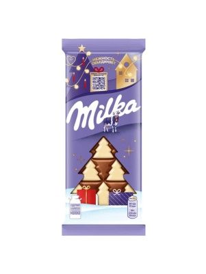 Шоколад молочный с белым шоколадом в виде елочек «MILKA» 73г