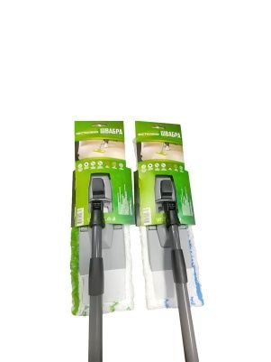 Швабра универсальная "Чистюлино"  с телескопической рукояткой 120 см, насадка сменная из микрофибры.