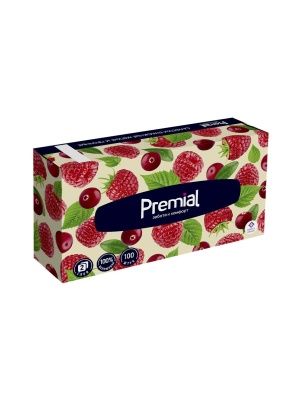 PREMIAL Салфетки бумажные двухслойные белые в коробке (нон-стоп) 1/100/21