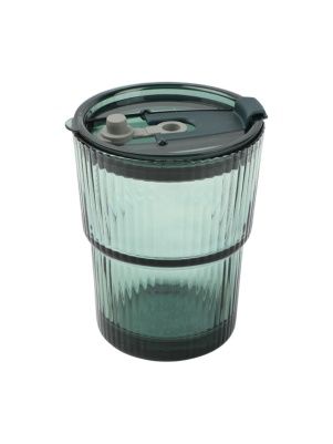 Стакан с трубочкой "Green vibes", 380 мл (PX0462)