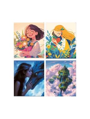 Тетрадь общая (скоба), ф.170х205мм, клетка, 48л., 4+0, Глиттерный лак, серия Мир небес/Giri in flower