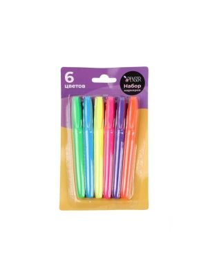 Набор маркеров-текстовыделителей,6шт, 6цв, 13,5см