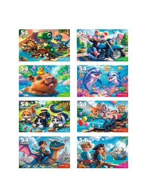 МИКС. ПАЗЛЫ 54 элементов (8 шт в шоубоксе) в ассортименте
