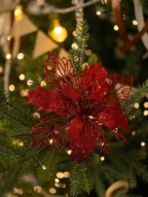 Украшение декоративное "Рождественский цветок", 15 см, 2 шт