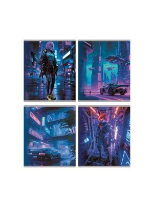 Тетрадь общая (скоба), ф.170х205мм, клетка, 48л., 4+0, СЛ, з.№587-25, серия Cyberpank