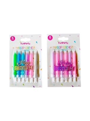 Набор свечей для торта 6 шт + топпер (ML-1859)