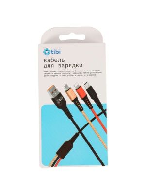 Кабель для зарядки в тканевой оплетке, 3-в-1, 3,5*(1100-1200) мм (D02E-black)