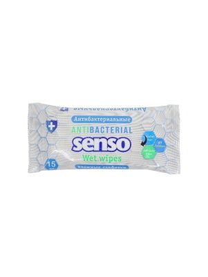 Салфетки влажные антибактериальные "senso", 15 шт