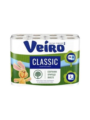 Бумага туалетная Veiro Classic двухслойная 24 шт белая