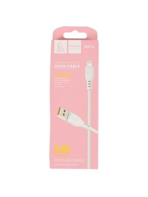 Кабель для зарядки, белый, lightning, 1.0М, 2.4А