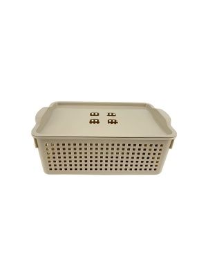 Корзинка "Лофт" 5,3л 295х185х145мм с крышкой (латте)