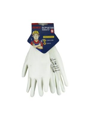 Перчатки белые из полиэстра с белым ПУ покрытием,"RMT" р-р 8